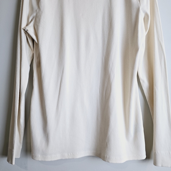 Lauren Ralph Lauren Cream Ribbed Long Sleeve Top w/Zipper Details Sz XL.C59 - Picture 7 of 12